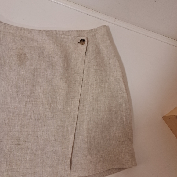 Banana Republic Linen Wrap Cream Mini Skirt Misses Size 4 - Picture 3 of 13
